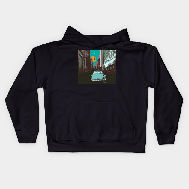 MOODY PORTLAND OREGON Kids Hoodie by Showdeer